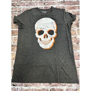 Mission Ridge Mens Medium T-Shirt Gray White‎ Orange Skull Graphic Tee
